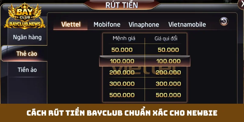 Cách rút tiền Bayclub chuẩn xác cho newbie